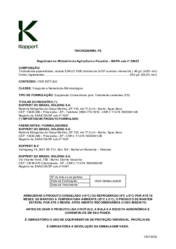 Trichodermil FS - Bula